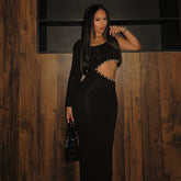 A Diamond-Encrusted Single-Sleeved Dress